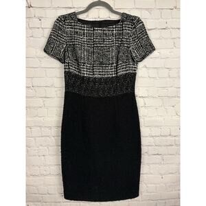 Escada Womens Tweed Short Sleeve Dress Black Wool Blend Size EUR 32